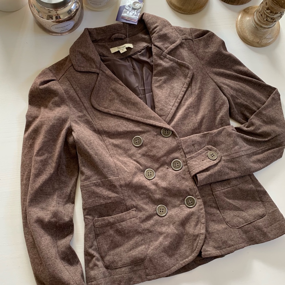 ☃️Light Brown Button Pea Coat / Soft Blazer
